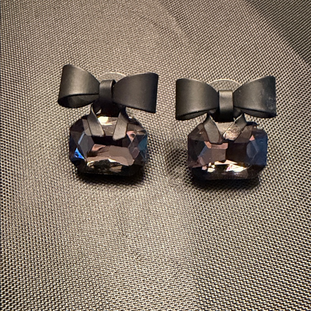 Black Bow Crystal Earrings